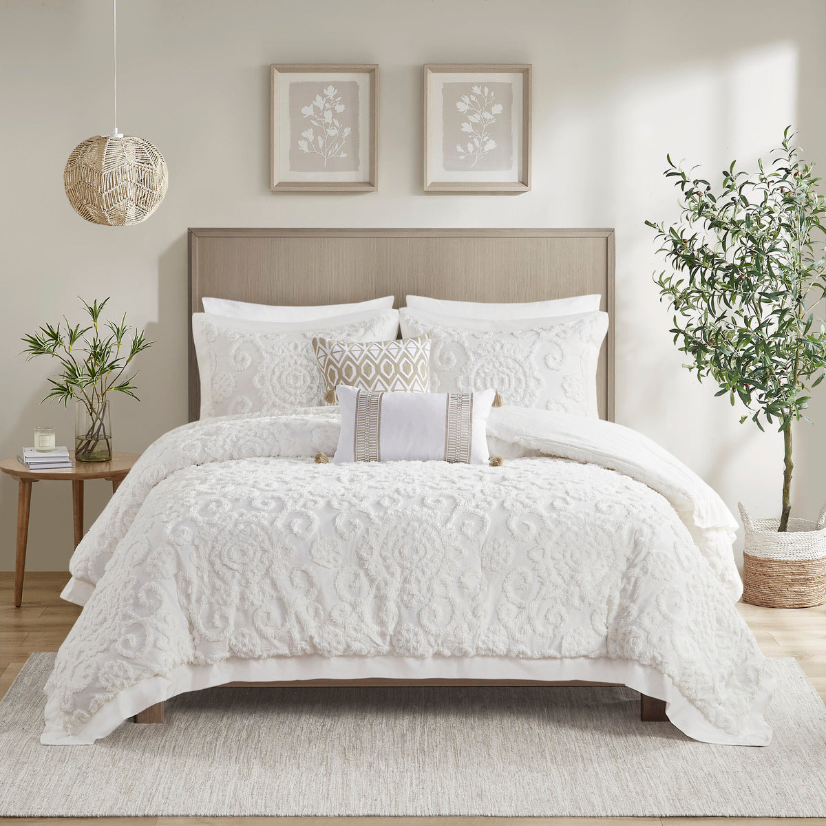 Comforter Mini Set Ivory Full Queen Full Ivory Cotton