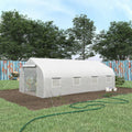 Outsunny 20' X 10' X 7' Walk In Tunnel Greenhouse With Zippered Mesh Door & 8 Mesh Windows, Gardening Plant Hot House With Galvanized Steel Hoops, White White Steel