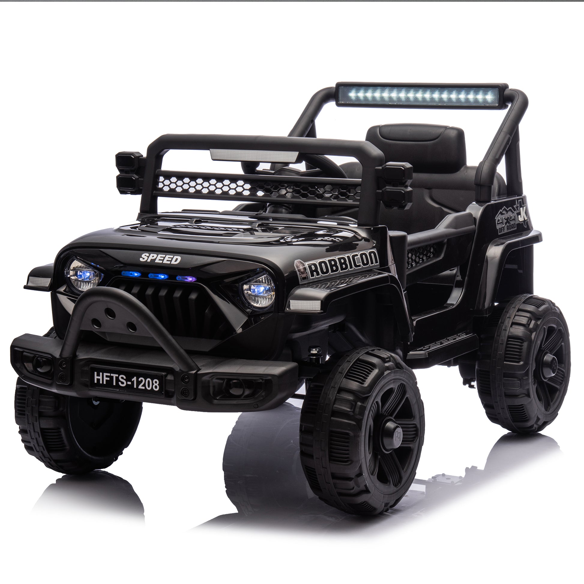 12V Kids Ride On Electric Truck Car W Parents Control,2Wd,Four Wheel Suspension,Early Education Function,Adjustable Volume,Usb,Mp3,Bluetooth,Microphone Jack,Power Display,Led Lights For Kids Aged 3. Black Polypropylene