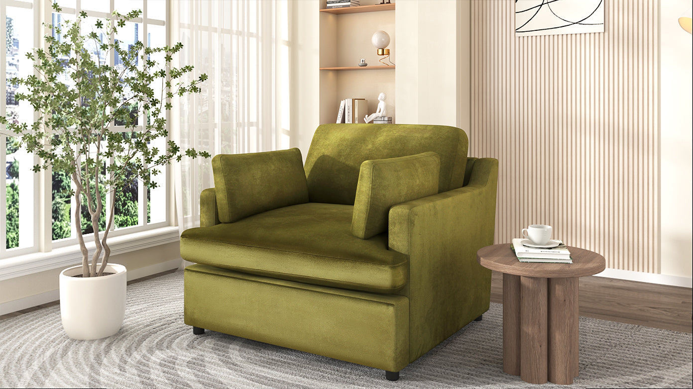 Mirod Oversized Accent Chair Comfortable Armrest Cushions, Versatile Neutral Style, Elegant Design, Durable Frame Green Velvet