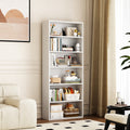 Bookshelf, 23.6 Inches Wide, 6 Tier Open Bookcase With Adjustable Storage Shelves, Floor Standing Unit, Cloud White Milk White Wood