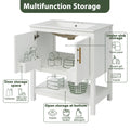 30 Inch White Bathroom Vanity With Ceramic Sink And Versatile Storage Ideal For Small Bathrooms White Bathroom Solid Wood Mdf