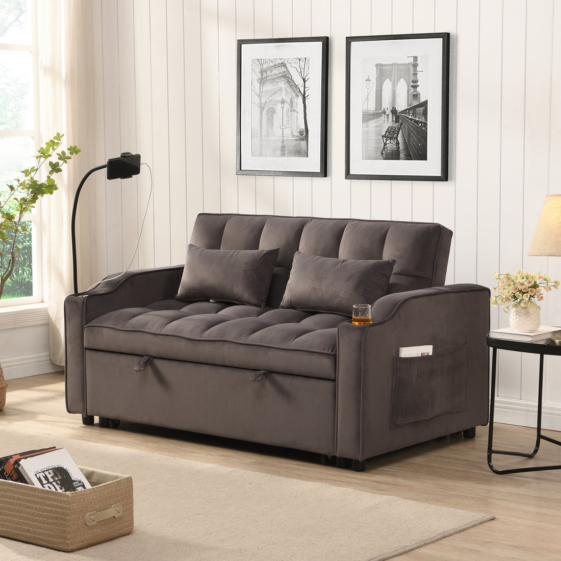 Sofa Bed With Trundle Charcoal Grey Full Charcoal Grey Velvet