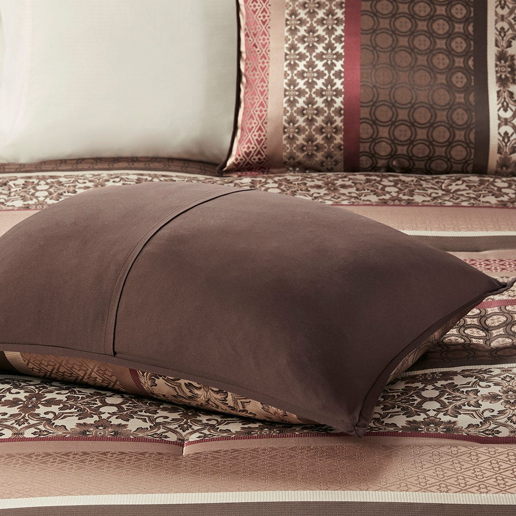 7 Piece Comforter Set Red King King Red Polyester