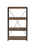 Weathered Oak And Black 3 Shelf Bookcase 4 Black Brown Horizontal Primary Living Space Open Back Wood Metal