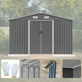 10X8 Ft Outdoor Storage Shed, Metal Foundation & Lockable Doors, Tool Shed For Garden, Patio, Backyard, Lawn, Grey Gray Metal