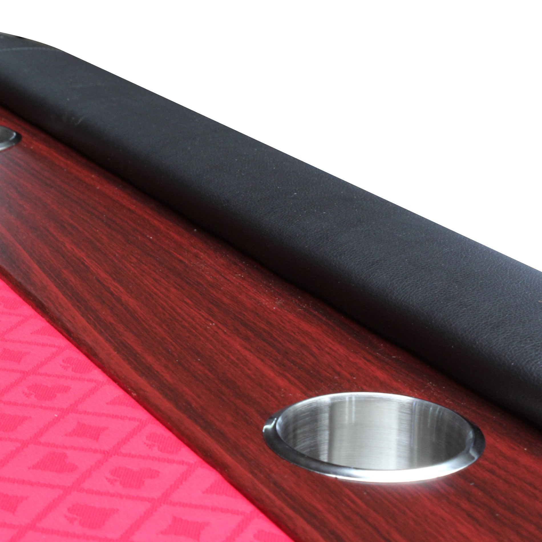 96" Light Series Foldable Poker Table With Wooden Racetrack Felt Stainless Legs Cup Holders Red Red Primary Living Space Modern Wood Stainless Steel