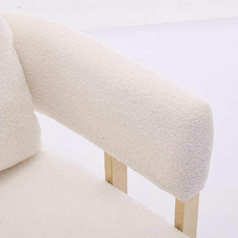 Ts Teddy Velvet Upholstered Metal Foot Sofas White Gold Teddy 1 Seat