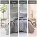 3 Piece Oversized Comforter Set Full Queen Grey Polyester
