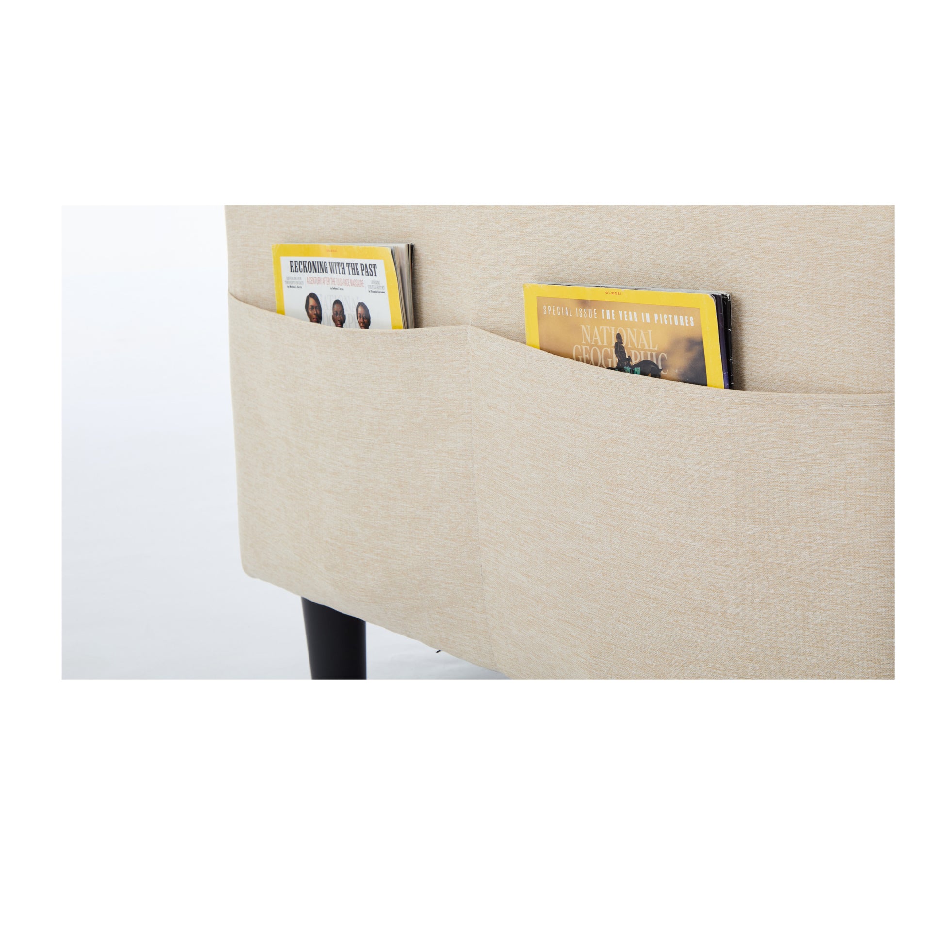 Beige Color Knock Down 3 Seat Combo Sofa With Storage Ottoman For Living Room Apartment Bedroom And Compact Room, Upholstered Sectional Couch, L Shaped Bench With A Footrest, A Individual Sto White Wood Primary Living Space Heavy Duty Pine 3 Seat Beige