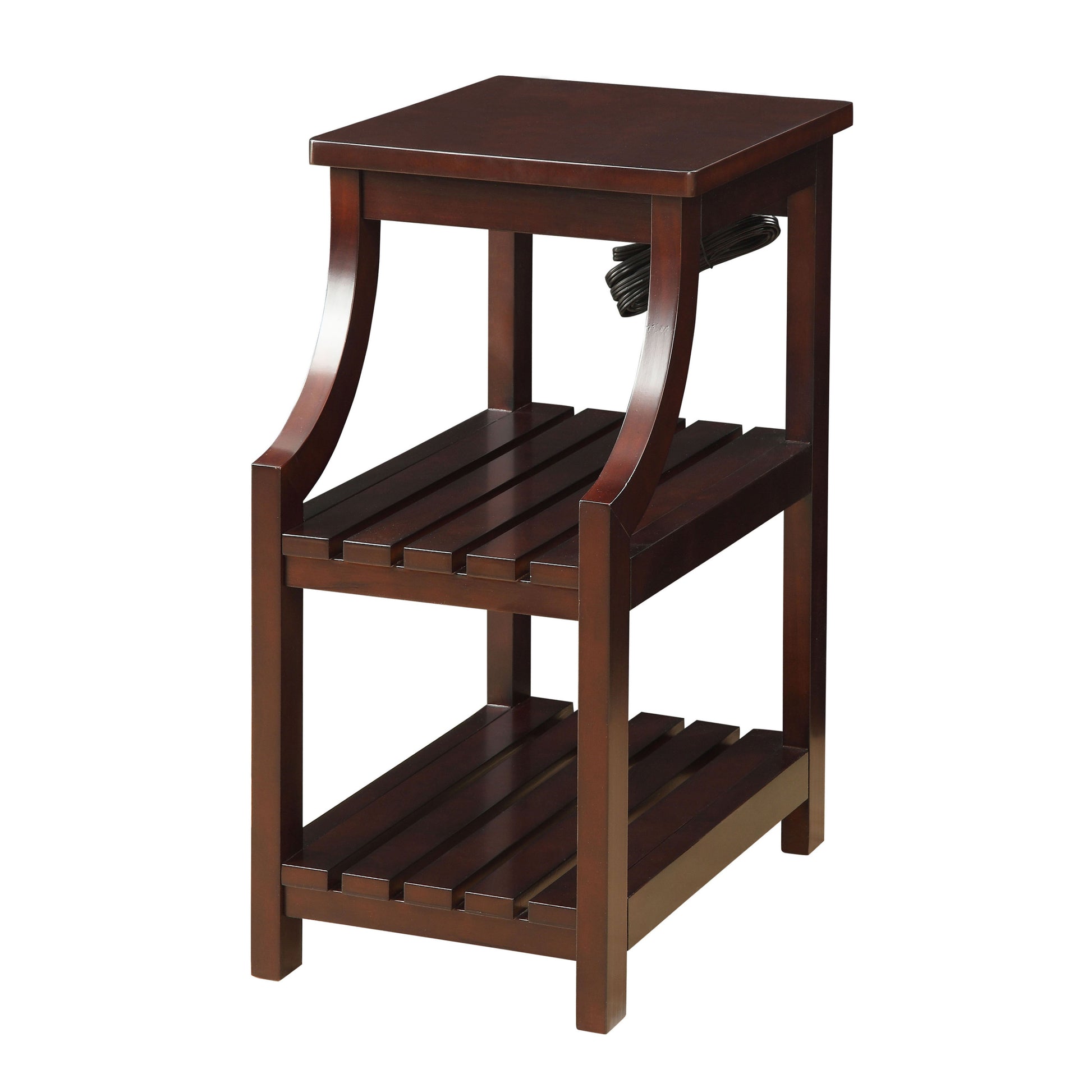 Espresso Side Table With Usb Power Dock Espresso Primary Living Space Shelves Rectangular Wood