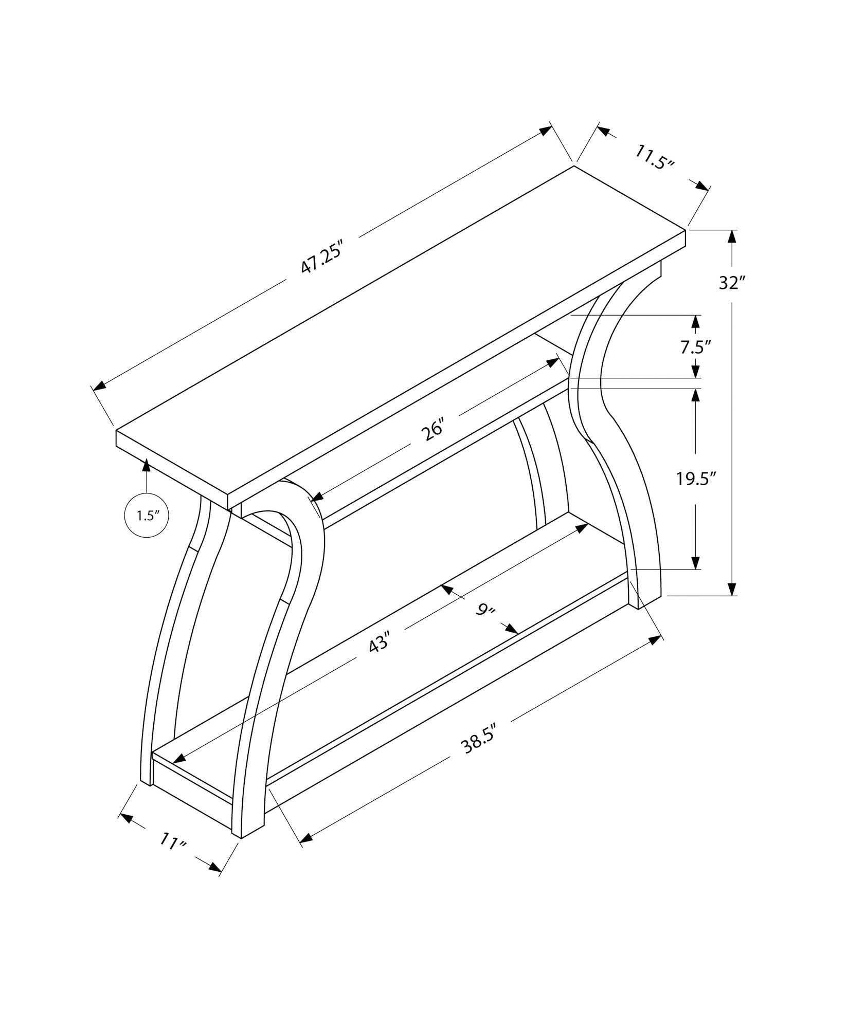 Accent Table, Console, Entryway, Narrow, Sofa, Living Room, Bedroom, Brown Laminate, Contemporary, Modern Espresso Mdf