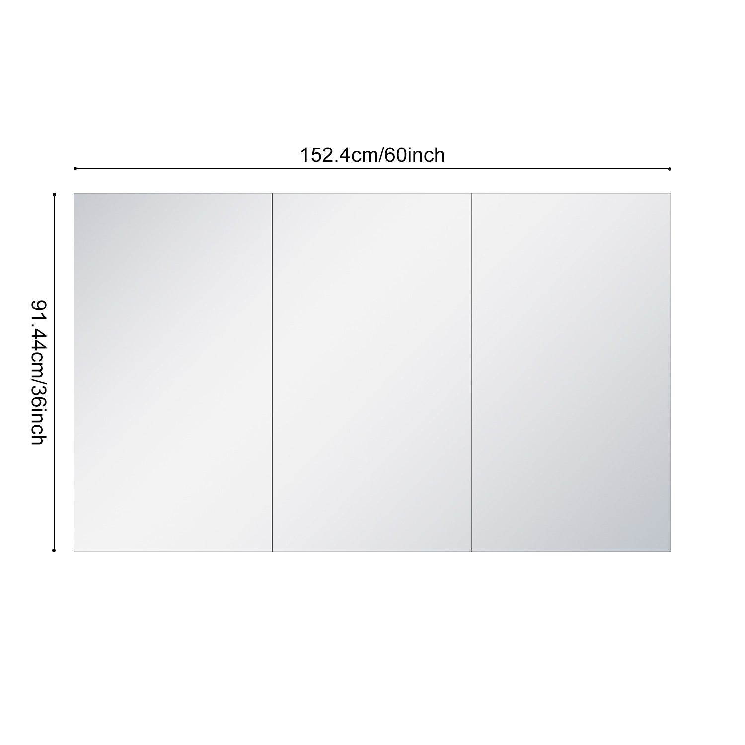 60'' W X 36'' H Surface Frameless Mirror Medicine Cabinet, Beveled Mirror Edges Bathroom Medicine Cabinet White Engineered Wood