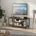 Tv Stand With Power Outlets And Led Lights Tv Stand For Tvs Up To 55 Inch, Entertainment Center With Shelves, Modern Tv Console Table For Living Room & Bedroom, Light Gray Light Gray 40 49 Inches