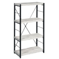 Antique White And Black 3 Shelf Bookcase 4 Black Grey Horizontal Primary Living Space Contemporary Adjustable Shelves Wood Metal