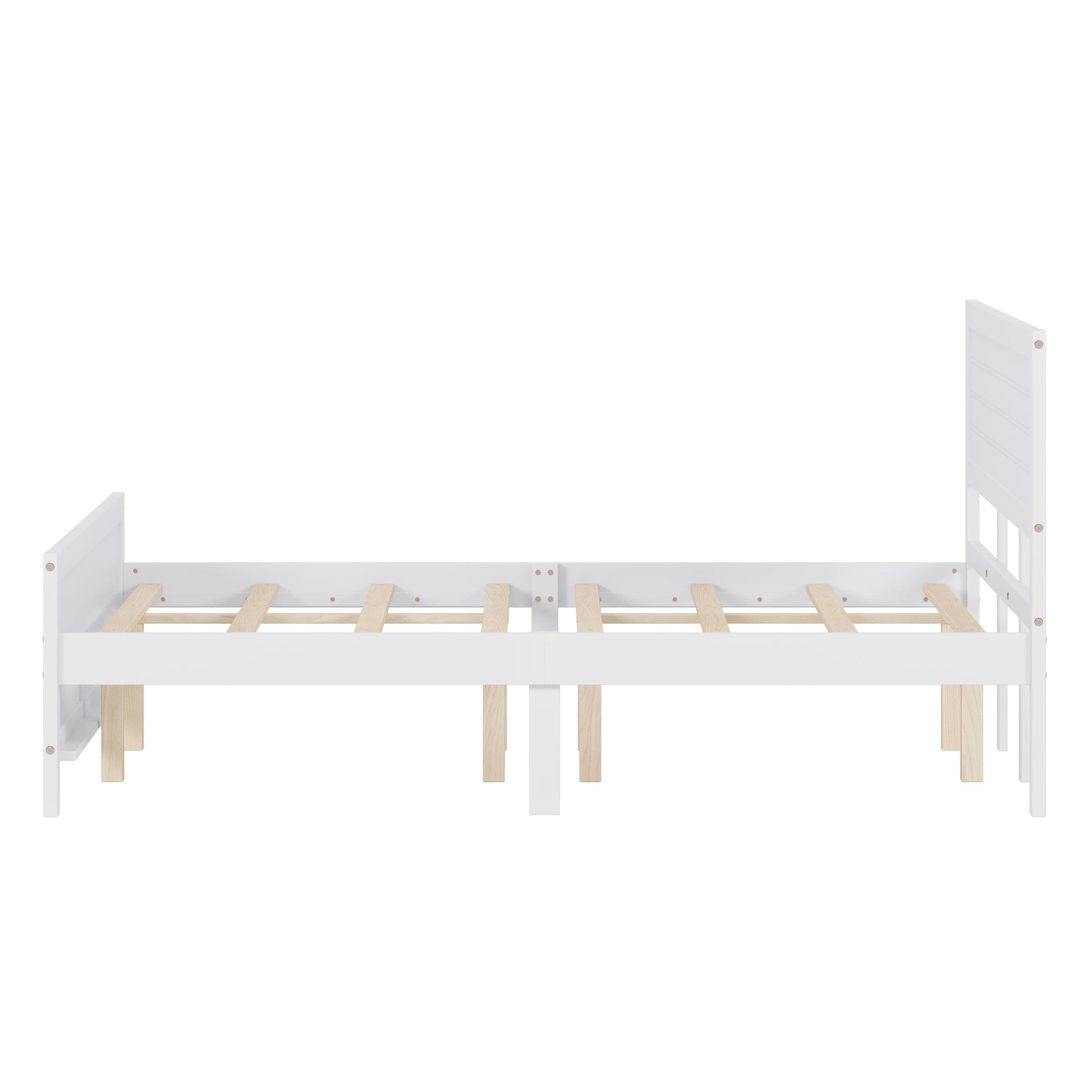 Wood Platform Bed Frame With Headboard, Mattress Foundation With Wood Slat Support, No Box Spring Needed, King Size, White Box Spring Not Required King White Wood Solid Wood Mdf