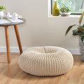 Knited Pouf Beige Cotton