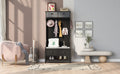 Hall Tree With 6 Hooks And Hinged Lid, Coat Hanger, Entryway Bench, Storage Bench, 3 In 1 Design, 69Inch, For Entrance, Hallway Black Mdf