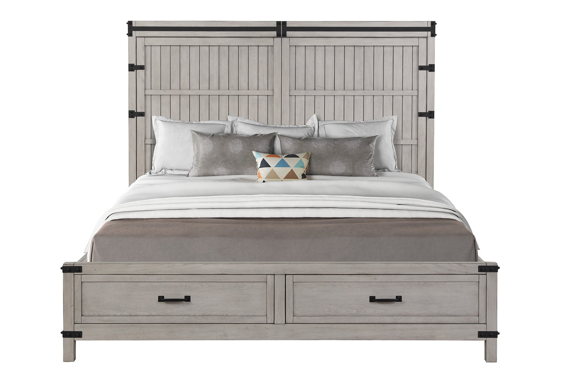 Alexandria King Storage Bed, Mountain Mist Finish King Beige Wood Wood