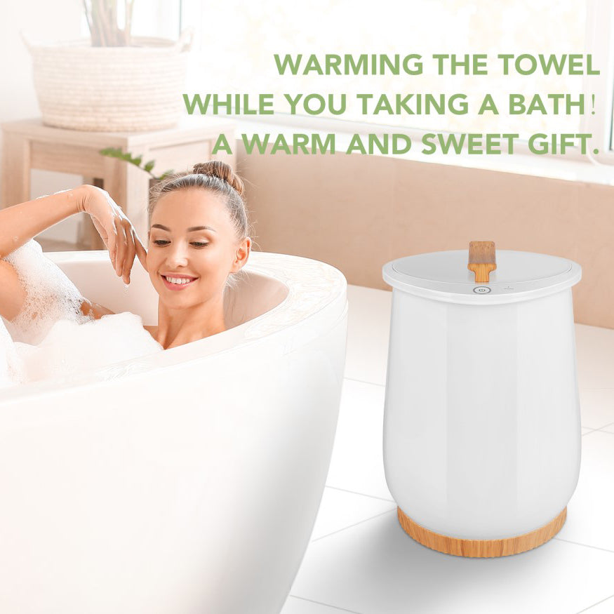Towel Warmers, Luxury Bucket Towel Warmers, Large Towel Warmers For The Bathroom, Fits Up To 2 Oversized Towels, Bathrobes, Blankets, Pjs And More. White Plastic