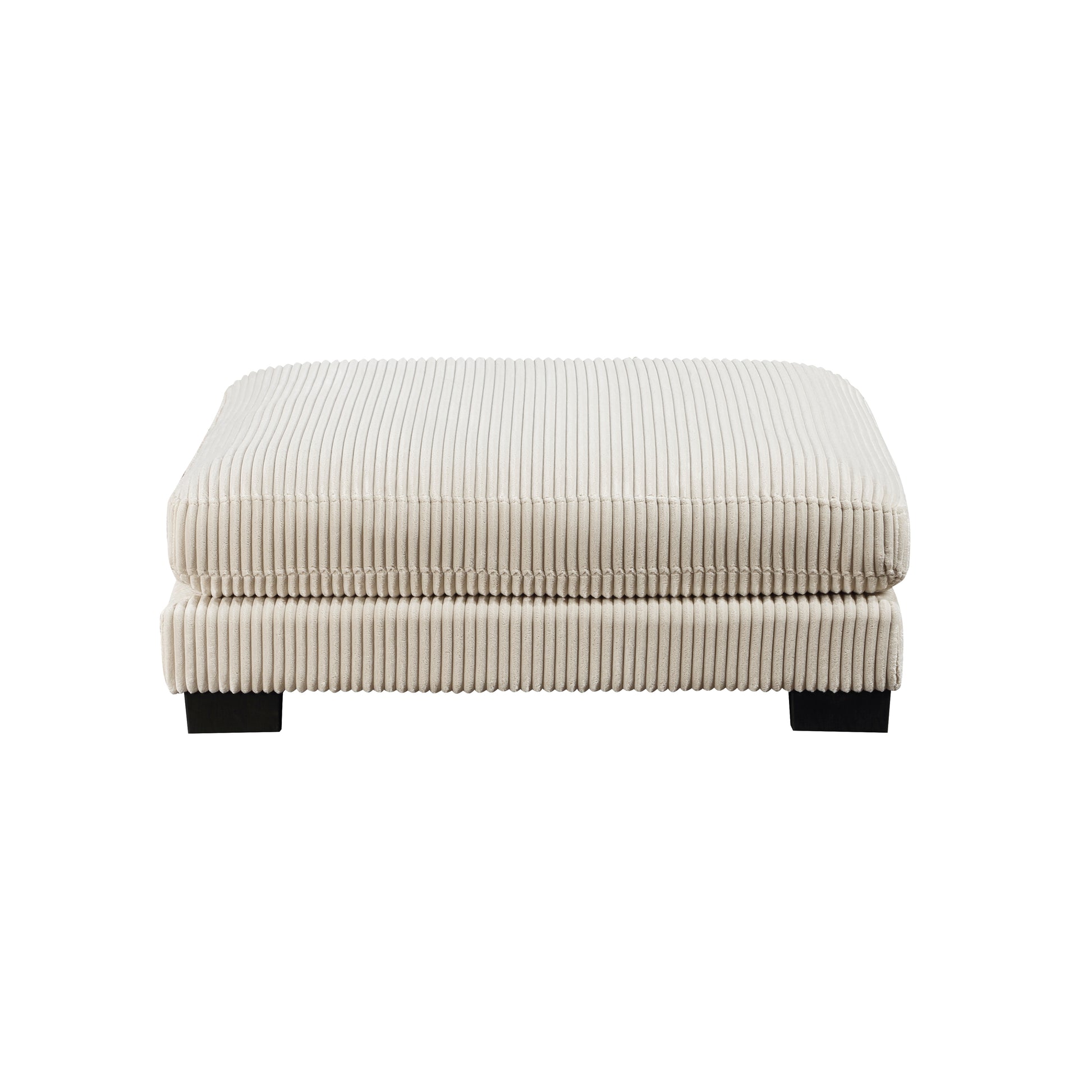 1Pc Modern Living Room Ottoman Plush Beige Corduroy Fabric Upholstery Plywood Frame Furniture Modular Piece Beige Wood Primary Living Space Beige Modern Plywood