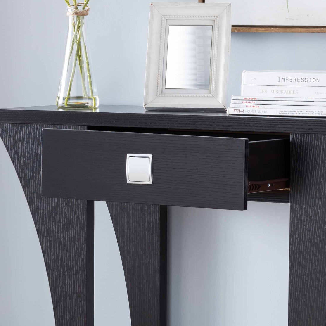 Entryway Console Table With 1 Drawer And Bottom Shelf Dark Brown Mdf