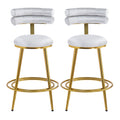 27.65'' Modern Counter Stools Set Of 2,Light Gray Velvet Counter Stools With Iron Frame,Soft Back And Cushion,Footrest,Suitable For Kitchen Bedroom Dining Room Iron Light Gray Kitchen Sponge Modern