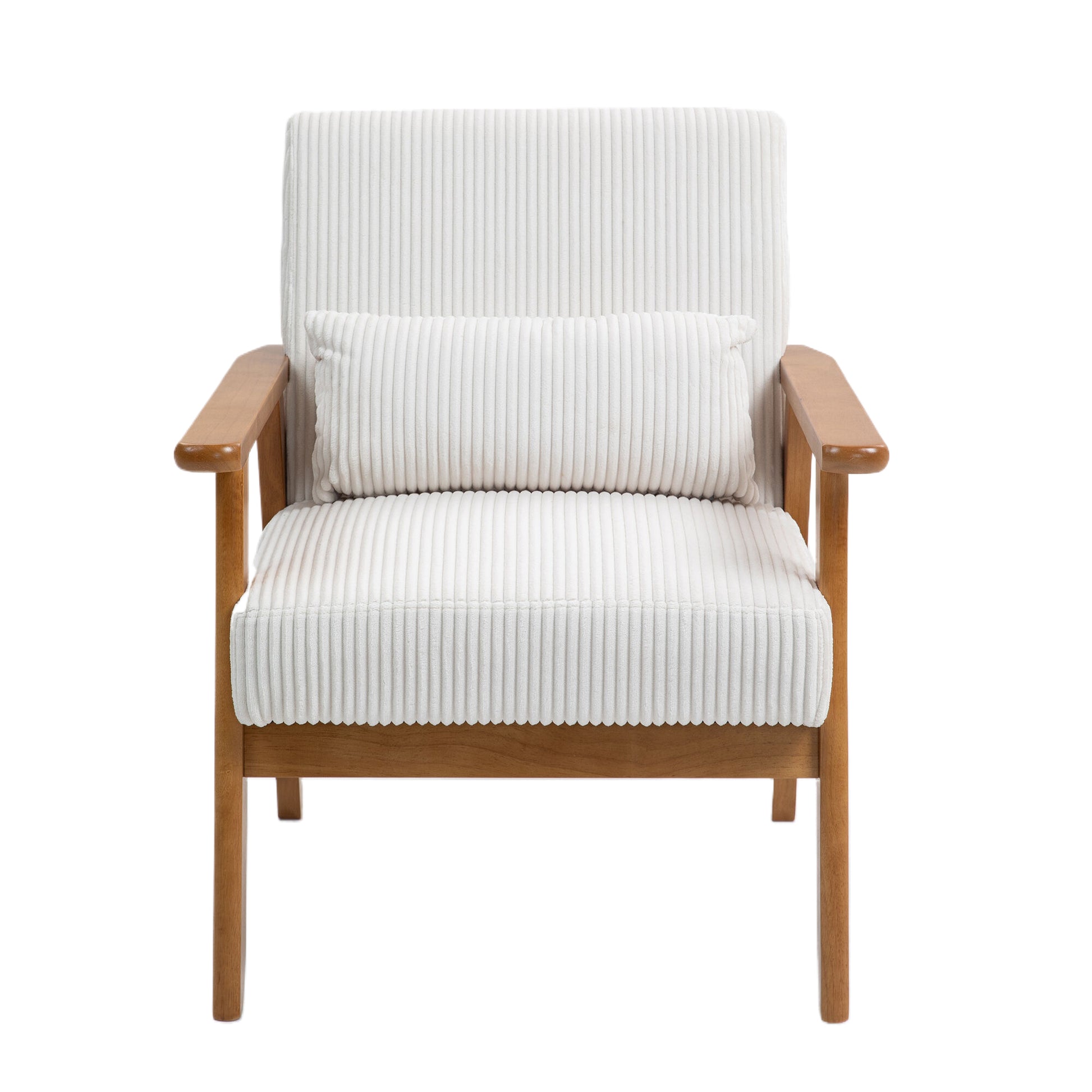 Leisure Chair With Solid Wood Armrest And Feet, Leisure Chair, Wood Frame, Velvet, Solid Rubber Wood Legs, Mid Century Modern Accent Chair, For Living Room Bedroom Studio Chair,Two Packs Beige Corduroy