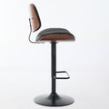 Walnut Bentwood Bar Stools Mid Century Modern Adjustable Counter Height Black Leather Upholstered 360 Swivel Bar Chairs For Kitchen Island Dining Room Cafe, 1 Chair 1Carton,Black Black Pu American Design 1 Foam Pu Leather