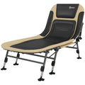 Outsunny Camping Cot For Adults, Folding Bed With Soft Padded Cushions & Headrest, 180 Adjustable Reclining Lounger, Heavy Duty And Portable With A 400 Lbs. Capacity, Cream White Cream White Oxford Fabric