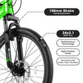 A24299 24 Inch Mountain Bike Bicycle For Adults Aluminium Frame Bike Shimano 21 Speed With Disc Brake Green Aluminium