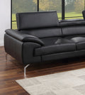 Black Color Sectional Couch 2Pc Set Living Room Furniture Faux Leather Right Facing Chaise And Left Facing Sofa Metal Legs Black Faux Leather Primary Living Space Classic,Contemporary,Modern L Shaped Faux Leather,Metal,Solid Wood 5 Seat