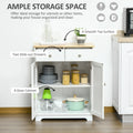 Homcom Sideboard Buffet Cabinet, 2 Doors Door Kitchen Cabinet, Coffee Bar Storage With 2 Drawers, Adjustable Shelf For Living Room And Hallway, White White Mdf