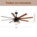 66 Inch Ceiling Fan With 6 Speed Wind 8 Dual Colors Blades Remote Control Reversible Dc Motor With Light Black Plywood