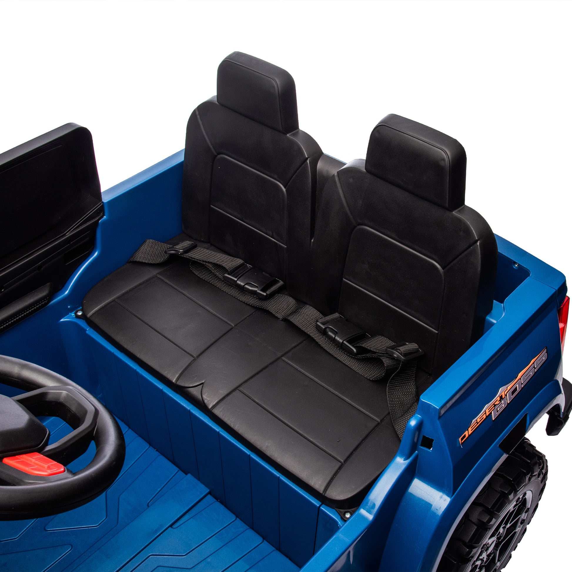 24V10A Two Seater Kids Ride On Electric Pickup, Kids Ride On Toy W Parents Remote Control,4Wd 800W Motors,Two Safety Belts,High Gate Safety Design,Usb,Bluetooth, Speed 2.49 3.73Mph For Kids Aged 3 . Blue 50 99 Lbs Polypropylene