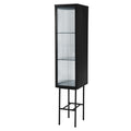 Retro Style Freestanding Metal Tall Display Cupboard With Glass Door And Three Detachable Shelves For Office, Living Room, Kitchen Console Sideboard,Bedside Entryway Black Old Sku:W68751715 Black Steel