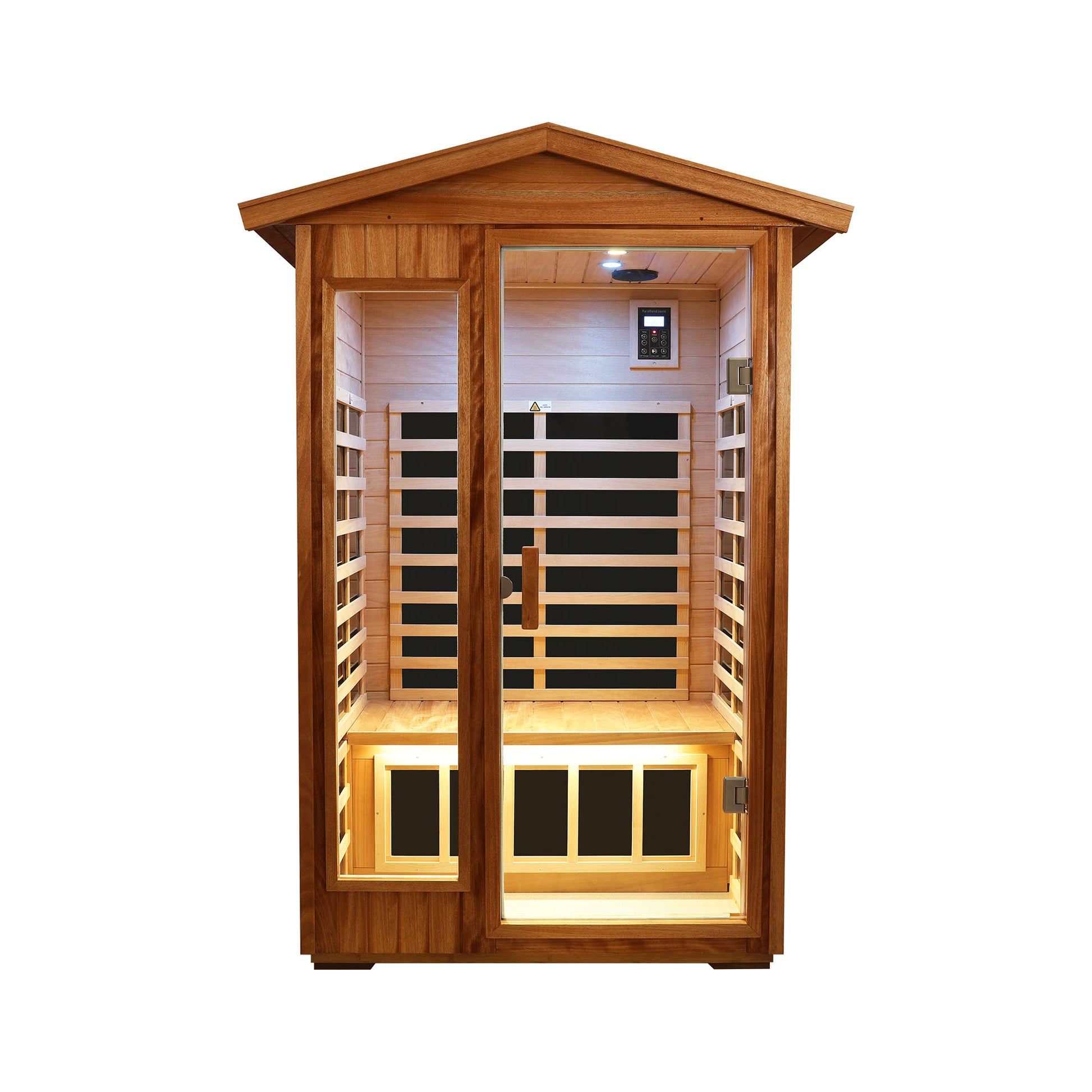 Two People Outdoor Okoume Wood Far Infrared Sauna Room Natural Wood Metal & Wood