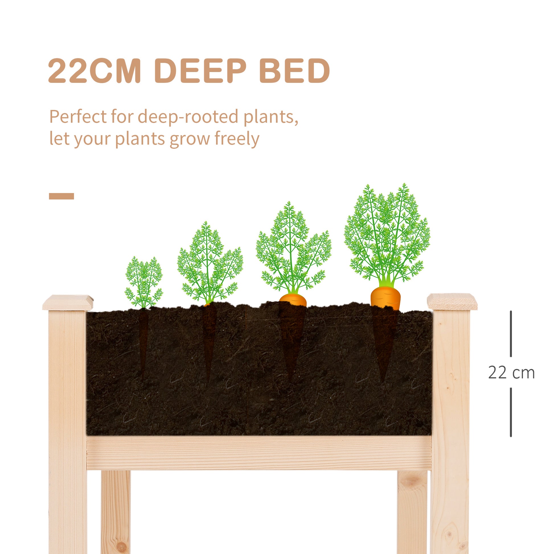 Outsunny Raised Garden Bed With Legs, 48" X 22" X 30", Elevated Wooden Planter Box, Self Draining With Bed Liner For Vegetables, Herbs, And Flowers Backyard, Patio, Balcony Use, Natural Natural Wood