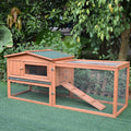 Pawhut Rabbit Hutch 2 Story Bunny Cage Small Animal House With Slide Out Tray, Detachable Run, For Indoor Outdoor, 61.5