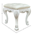 Champagne And Bone White Tufted Vanity Stool White Vanity Stools Bedroom Rectangular White Tufted Cushions Faux Leather