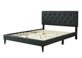 Full Sized Tufted Bed In A Box W Usb Black Upholstered