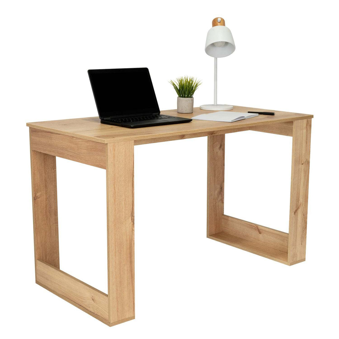 Lacey Rectangle Computer Desk Smokey Oak Light Oak Particle Board