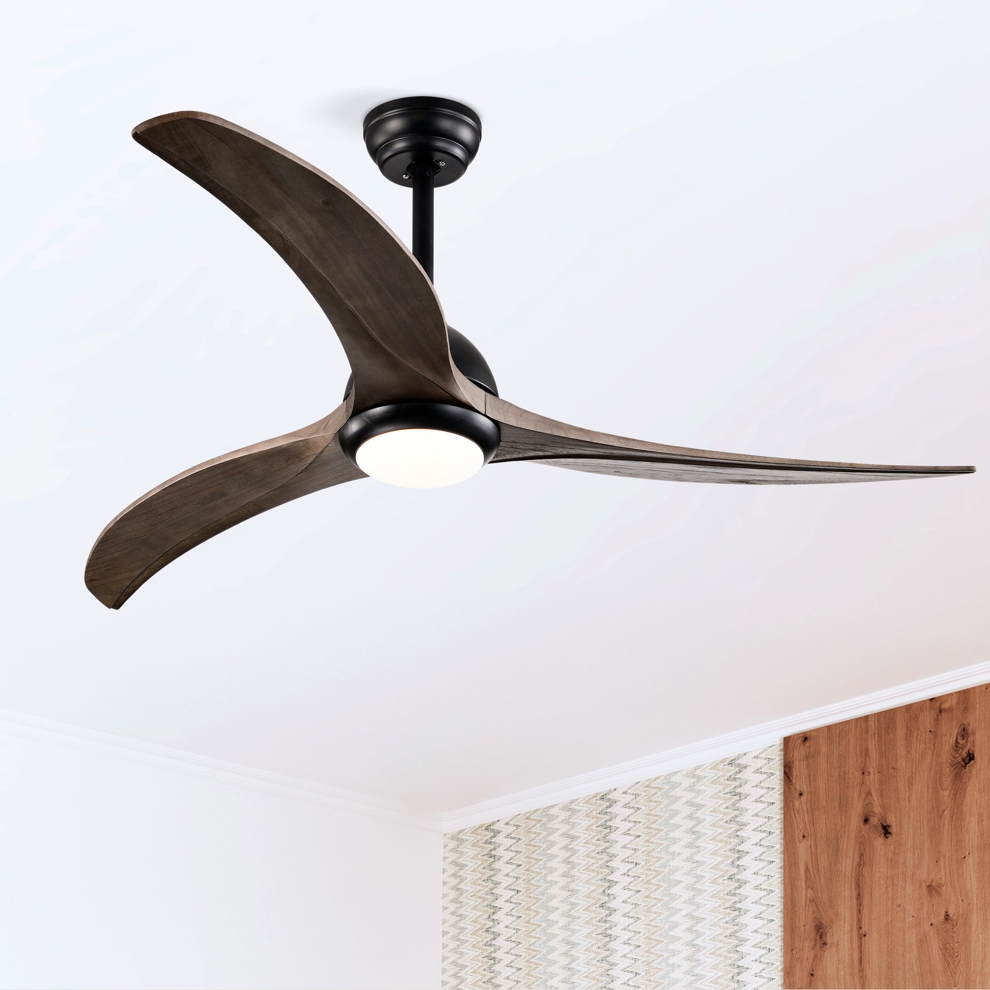 Same Sku W1592P176977 52" Ceiling Fan, Indoor Outdoor Ceiling Fan With Light With Remote Control, Noiseless Reversible Motor, 6 Speed ,3 Colorfor Patio Living Room, Bedroom, Office,Indoor Matte