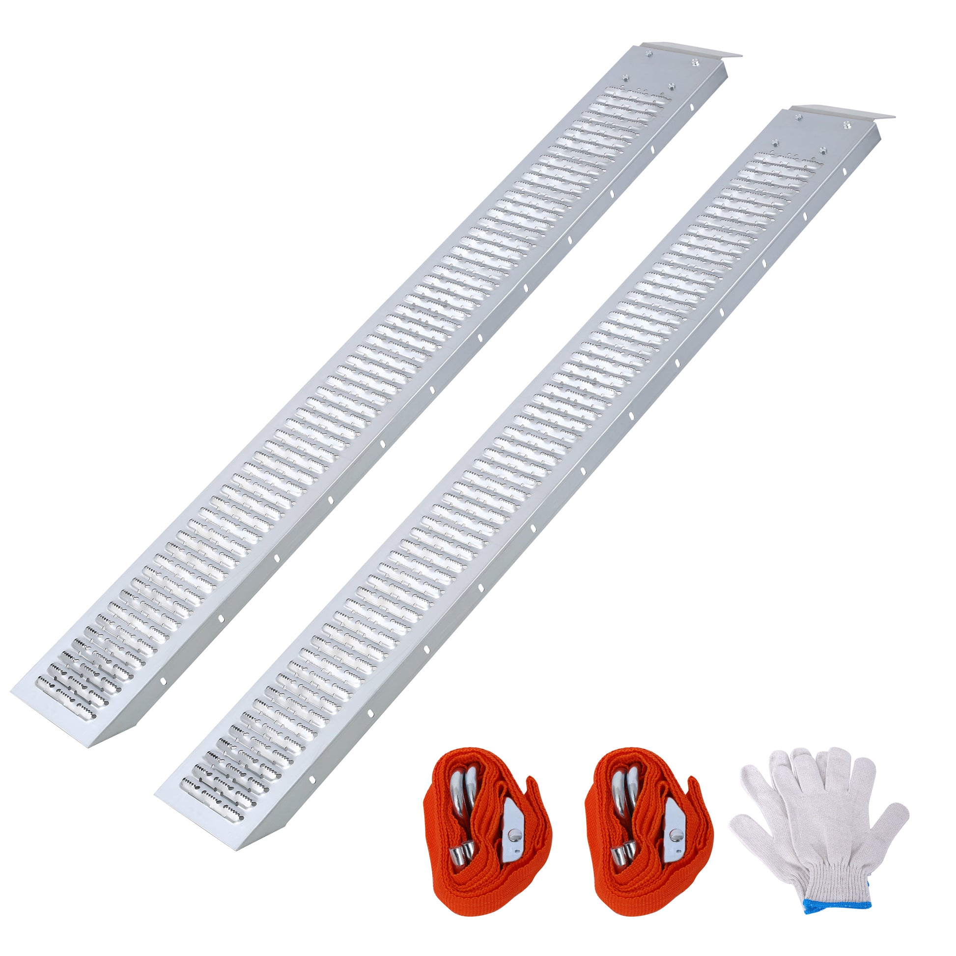 66" L Loading Ramps, 960Lbs Capacity Loading Ramps For Pickup Trucks, Steel Motorcycle Ramp, Dirt Bike Ramp For Truck, Lawn Mower, Snowblower, Atv, Quad, Pack Of 2 ,With 2Pcs Tie Straps,1Pair Gs