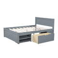 Full Size Platform Bed With Drawer And Two Shelves, Gray Full Gray Mdf Lvl