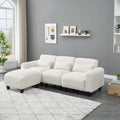 The 84.6 Inch Beige Teddy Fleece Creative Sofa Can Be Assembled Into A Two Seater Sofa Plus A Single Couch With Three Waist Pillows To Perfectly Stretch Your Waist For Small Apartment Bedroom Spaces Beige Polyester Blend 4 Seat
