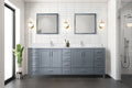 Dark Grey Double Bath Vanity 84 In. W X 22 In. D, With White Quartz Top Dark Grey Plywood Wood