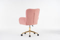 005 Teddy Fabric 360 Swivel Home Office Chair With Gold Metal Base And Universal Wheels,Pink Solid Pink Office Sponge Wipe Clean Modern Office Chairs Tufted Back Foam Swivel Teddy