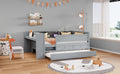 Multi Functional Twin Daybed With Drawers And Trundle, Headboard Storage And Tables, Usb Charging Station, Gray Box Spring Not Required Twin Gray Wood Daybeds Pine