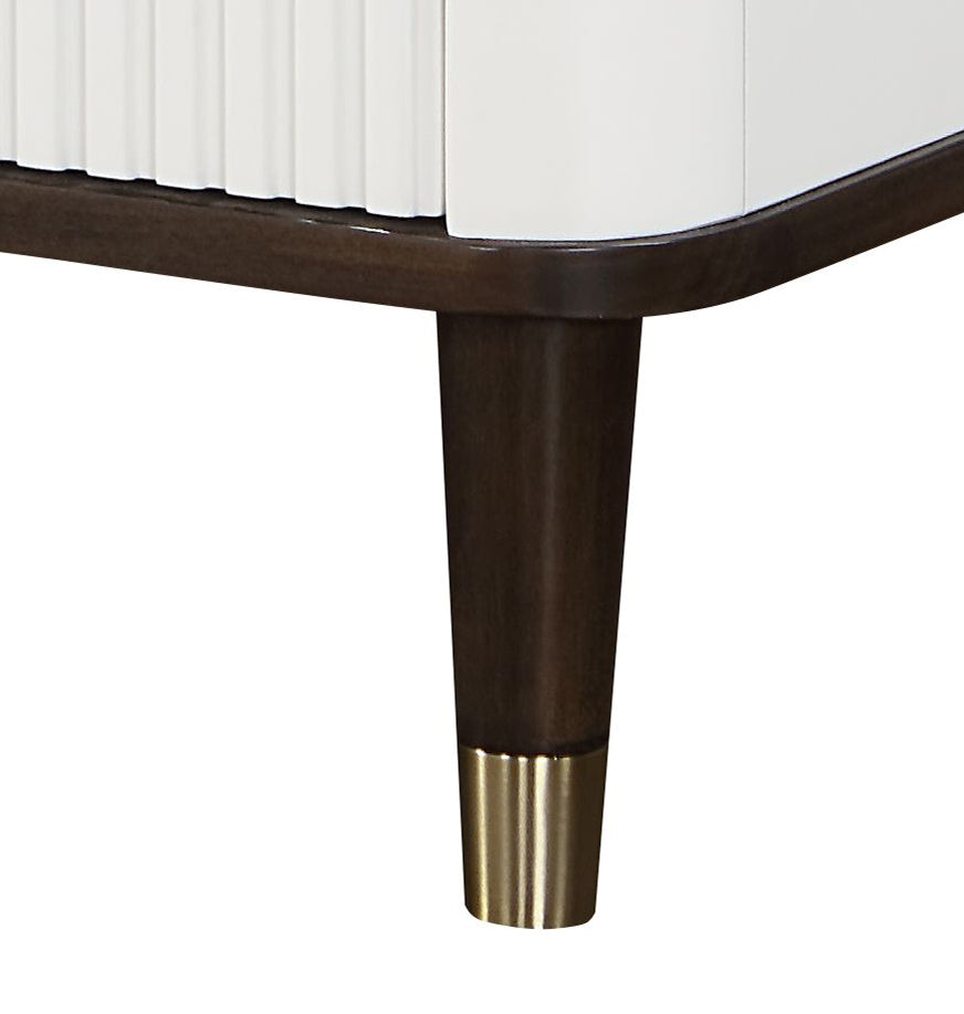 Carena White & Walnut Finish Night Stand W Usb White Walnut Synthetic Wood